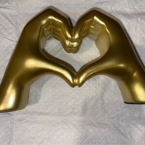 Gold Heart Hand Sculpture